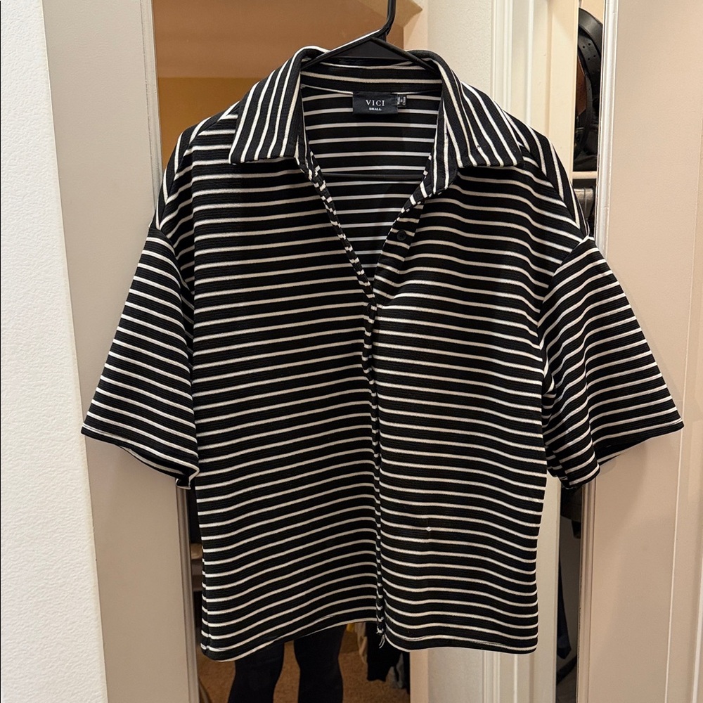 Classic Black and White Striped Shirt
